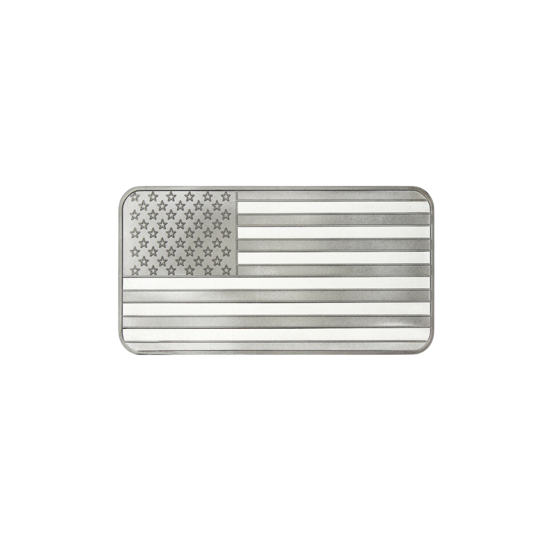 thumbnail image 2 of SilverTowne 1 Oz .999 Fine Silver American Flag Bar - USA Made In Plastic 2 of 5