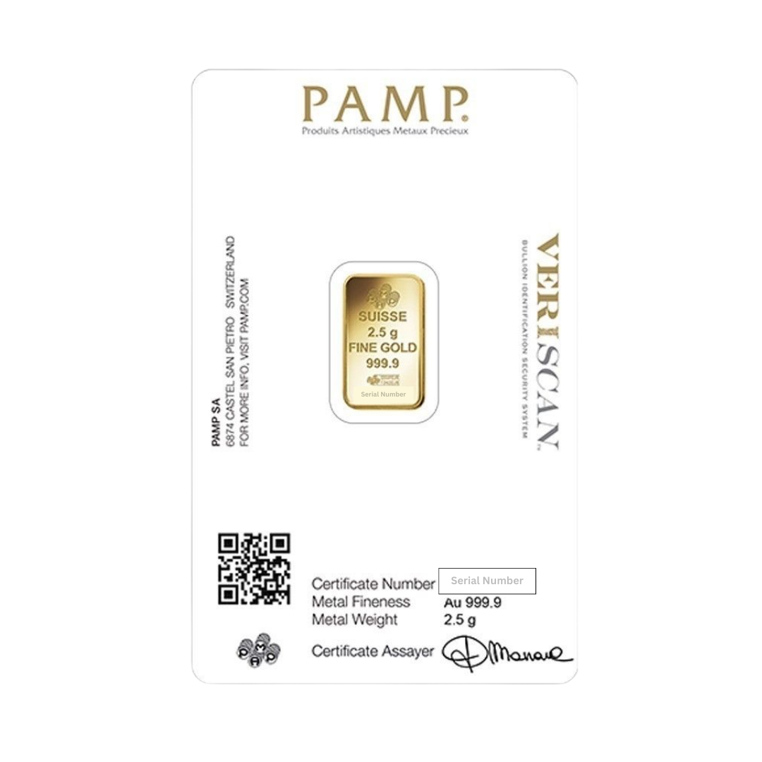 2.5 gram Pamp Suisse Gold Bar (In Assay)