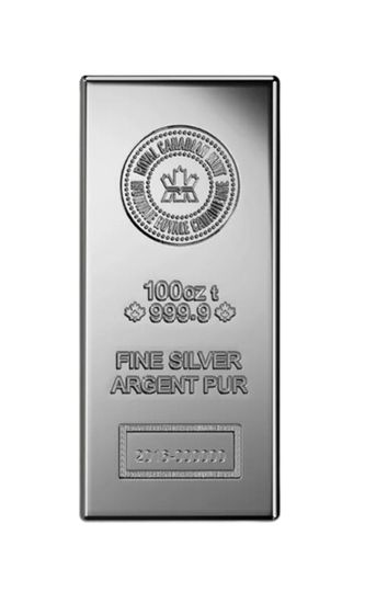 100 oz Royal Canadian Mint Silver Bar