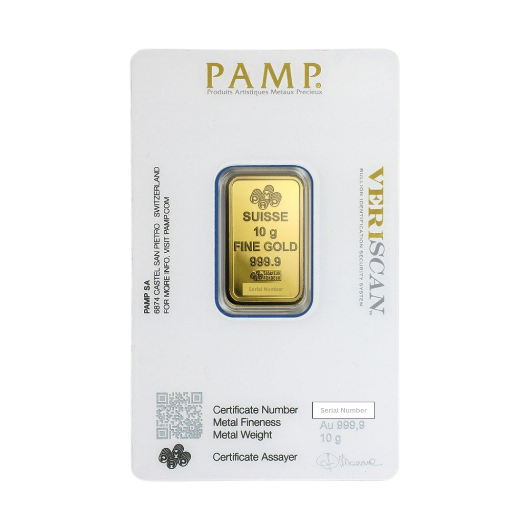 10 gram Pamp Suisse Gold Bar (In Assay)