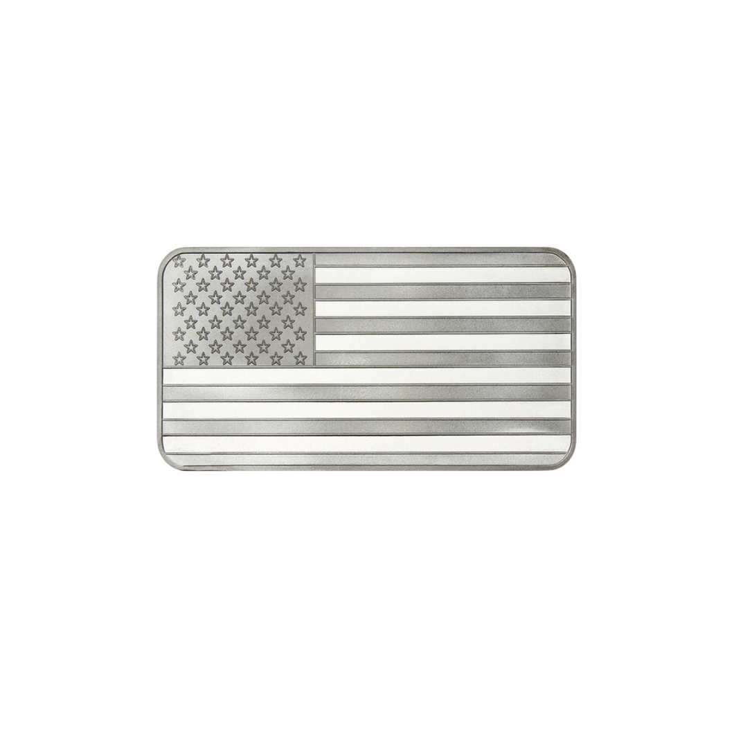 10 oz Silver American Flag Bar