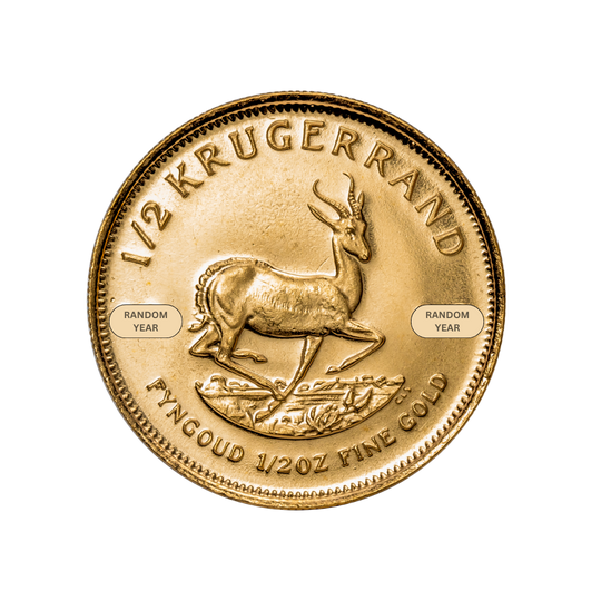 1/2 oz South African Gold Krugerrand Coin (Random Year)