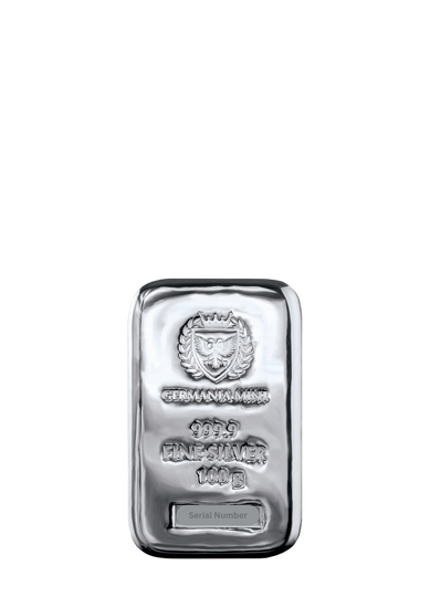 100 gram Germania Mint Silver Bar (Cast)