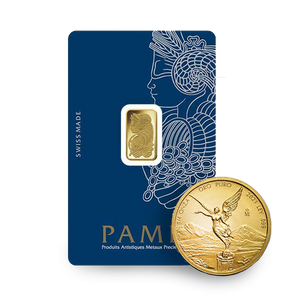 Oro Peso gold coin and bar