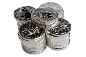 Pile of sovereign silver coins