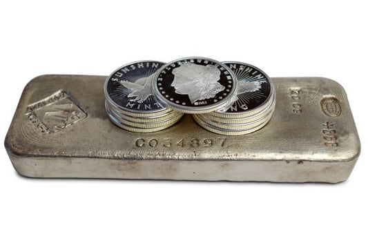 50 oz Johnson Matthey Silver Bar and rounds